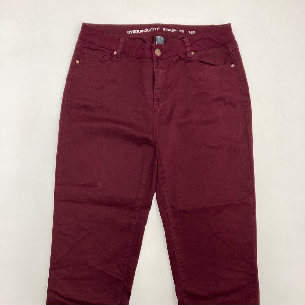 Avenue Denim Straight Leg Maroon Pants Size 18P - Picture 7 of 9